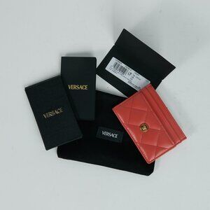Versace Medusa Card Holder - Orange - NWT Included - COA, Booklet, Envelope, Dus